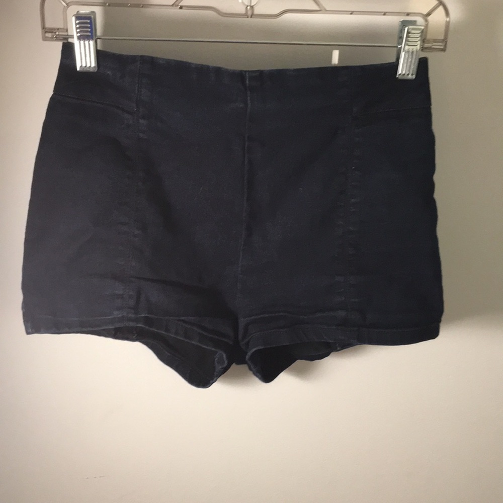 High-rise dark wash shorts